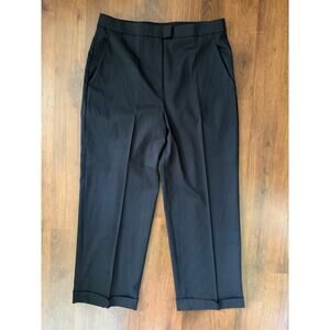 St. John Straight Leg Wool Pleated Dress Pants Career Work Business Black Sz 12